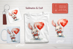 Kids Valentine Sublimation Clipart Bunny Cute Animal png Product Image 1