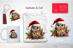 Christmas Watercolor Clipart Sublimation holiday owl Product Image 1