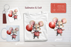 Kids Valentine Sublimation Clipart Mouse Cute Animal png Product Image 1