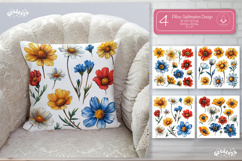 Floral Pillow case sublimation Wildflower throw Pillow png Product Image 1
