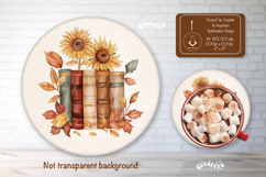 Sunflower Book Lover round car coaster sublimation Keychain Product Image 1