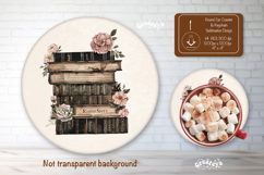 Flower Book Lover round car coaster sublimation png Keychain Product Image 1