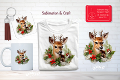 Christmas Watercolor Clipart Sublimation winter Deer animal Product Image 1