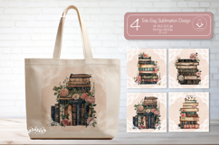 Book Lover Tote Bag Sublimation print Vintage Watercolor Product Image 1