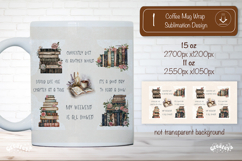 Floral Book Lover Quote Mug Sublimation Vintage mug wrap png Product Image 1