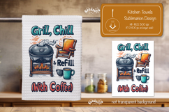 BBQ Kitchen Towel Sublimation Funny Grill Quotes Fathers Day Product Image 1