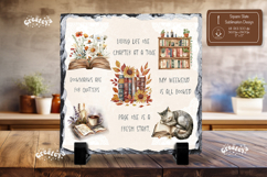 Book lover Quote square slate sublimation Floral slate png Product Image 1