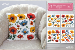 Floral Pillow case sublimation Wildflower throw Pillow png Product Image 1