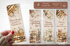 Old Book Vintage Bookmark png Book Lover Printable Quote Product Image 1