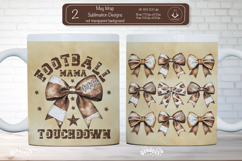 American Football Mug Wrap Sublimation Football mom bow png Product Image 1