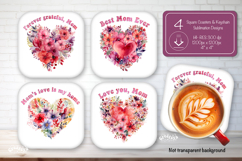 Mothers day square coaster sublimation png coaster design Product Image 1