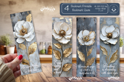 Vintage Floral Bookmark Quote Flower printable png Product Image 1