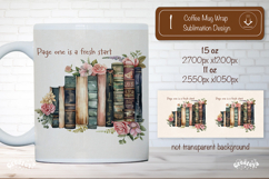 Floral Book Lover Quote Mug Sublimation Vintage mug wrap png Product Image 1