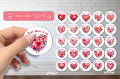 Mother’s Day Round Stickers Bundle PNG Printable Floral Mom Product Image 1