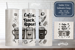 Teacher Tumbler Wrap png Back to School Black and white Product Image 1