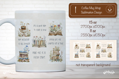 Floral Book Lover Quote Mug Sublimation Vintage mug wrap png Product Image 1