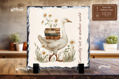 Book lover Quote square slate sublimation Goose book slate Product Image 1