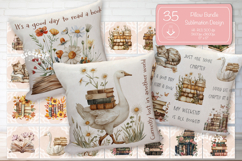 Book lover Quote Pillow case sublimation bundle Floral png Product Image 1