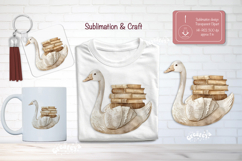 Watercolor Book Lover Clipart Sublimation goose with books Product Image 1