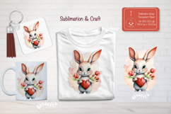 Kids Valentine Sublimation Clipart Cute bunny Sublimation Product Image 1