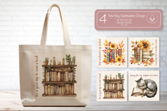 Book Lover Quote Tote Bag Sublimation Vintage Watercolor Product Image 1