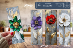 Vintage Floral Bookmark Acrylic Bookmark Flower Printable Product Image 1