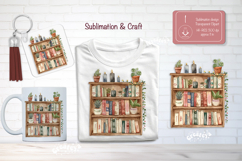 Watercolor Book Lover Clipart Sublimation bookshelf png Product Image 1