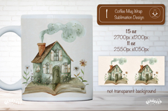 Floral Book Lover Mug Sublimation Vintage mug wrap png Product Image 1