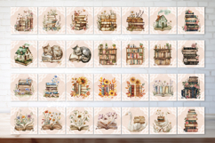 Book lover square slate sublimation Bundle Floral decor png Product Image 2