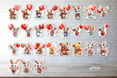 Valentine Cute Baby Animal Stickers Bundle Kids Printable Product Image 2