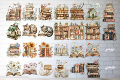 Book Lover Clipart Sublimation Bundle Vintage Flower Book Product Image 3