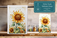 Summer Kitchen Towel Sublimation Sunflower Dish towel png Product Image 1