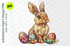 Stained Glass Easter Bunny With Colorful Eggs Clipart Product Image 1