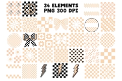 Retro Checkered Clipart PNG Taupe Muted Colors Product Image 5
