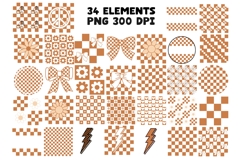 Retro Checkered Clipart PNG Taupe Muted Colors Product Image 4