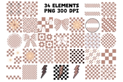 Retro Checkered Clipart PNG Taupe Muted Colors Product Image 2