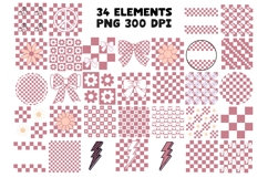 Retro Checkered Clipart PNG Taupe Muted Colors Product Image 3