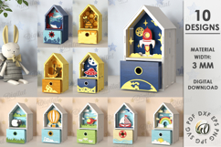 3D Children&#039;s House Box Laser Cut. Kid&#039;s Storage Wooden Box Product Image 1