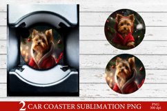 Yorkshire Terrier Car Coaster PNG. Christmas Dog Car Coaster Product Image 1