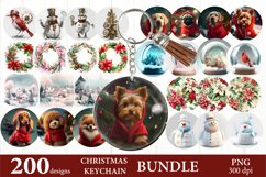 Christmas Keychain Bundle. Round Keychain Sublimation PNG Product Image 1