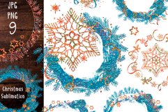 Christmas Sublimation Round Frame/Brilliant Clipart Product Image 1