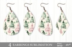 Christmas Earring Sublimation PNG. Christmas Tree Earring Product Image 1