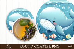 Cute Dolphin Round Coaster PNG. Sea Coaster PNG Product Image 1