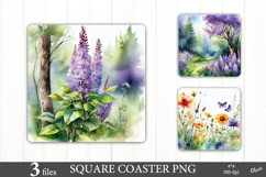 Watercolor Woodland Coaster. Coaster Sublimation PNG Product Image 1