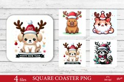 Cute Animal Coaster. Christmas Coaster Sublimation Product Image 1