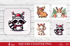 Christmas Baby Animal Coaster. Coaster Sublimation PNG Product Image 1