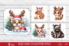 Baby Animal Coaster PNG. Christmas Coaster Sublimation Product Image 1