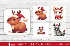 Baby Animal Coaster PNG. Christmas Coaster Sublimation Product Image 1
