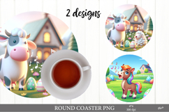 Easter Animal Coaster PNG. Easter Round Coaster Product Image 1