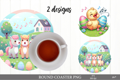 Easter Animal Coaster PNG. Easter Round Coaster PNG Product Image 1